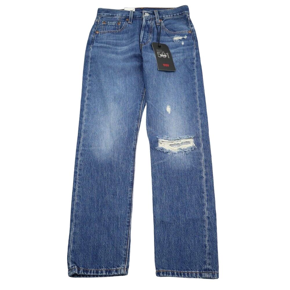 Levis Jeans Womens 25 Blue Denim Flat Front Distressed Skinny Pockets Pants